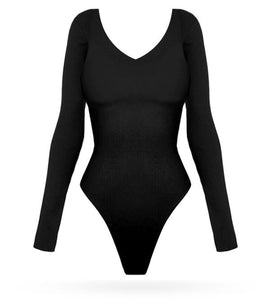Basic Bodysuit - Black - AcaiBerryFashion 