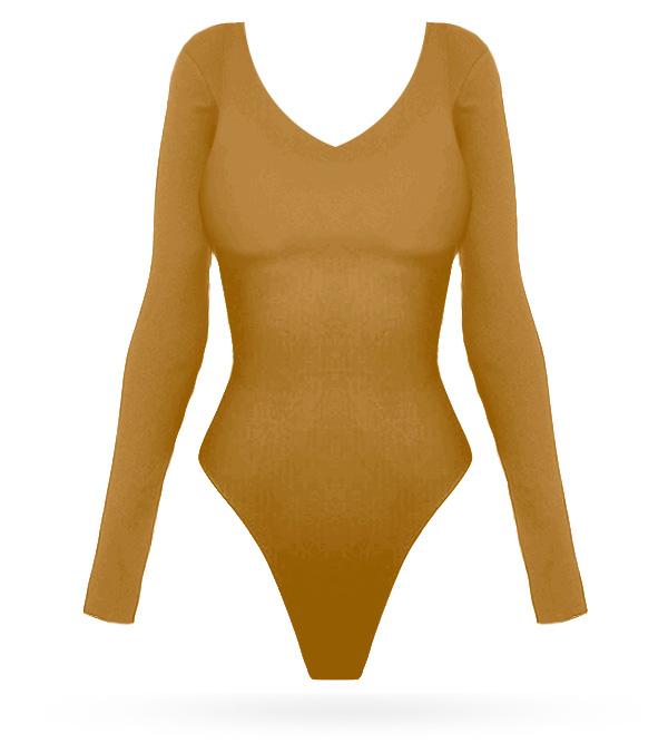 Basic Bodysuit - Gold - AcaiBerryFashion 